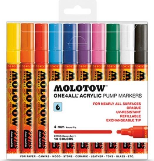 Produktbild Molotow Permanentmarker One4All 227 HS nachfüllbar 4mm sortiert VE=10 Stück (Sortiert, 4 mm, 10 x)