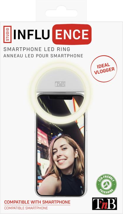 Produktbild T'nB Influence LED Ring Clip für Smartphone, 6500K,125 mAh Akku