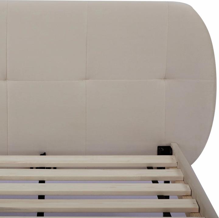 Image du produit En.Casa Lit rembourré Porvoo avec matelas velours 90x200 cm Beige (90 x 200 cm)