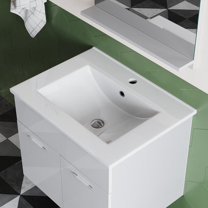 Produktbild SONNI Badezimmerschrank, Hochschrank, schmal weiss, Hochglanz 30 cm, breit hängend