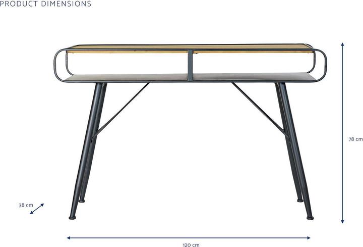 Actual product image DKD Home Decor Console Black Metal Fir Light brown (120 x 38 x 78 cm)