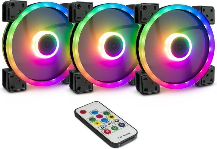 Produktbild Intertech Inter-Tech Argus RGB-Fan Set RS-14 Computergehäuse Ventilator 14 cm Schwarz (140 mm, 3 x)
