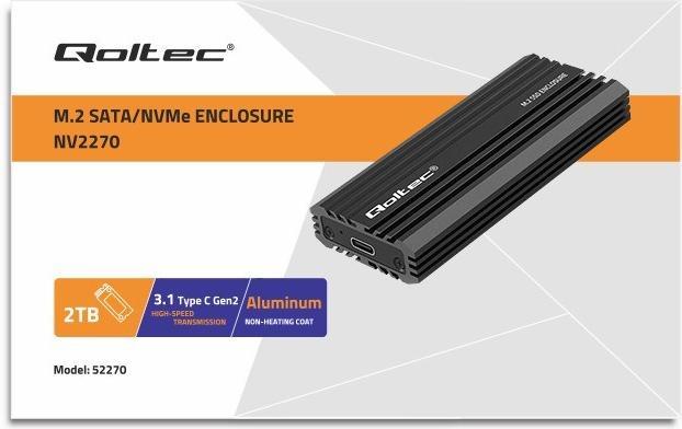 Actual product image Qoltec Obudowa | kieszeń NV2270 na dysk M.2 SSD SATA | NGFF | PCIe | USB-C (M.2)