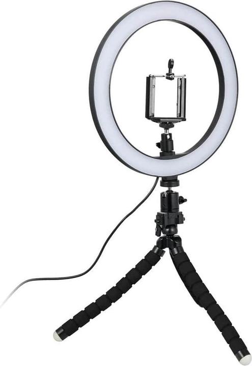 JTI Selfie-Lampe/Ringlicht (26 cm) mit formbarem Stativ (Ringleuchte)