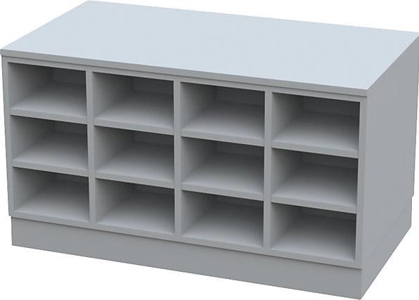 Actual product image kaiserkraft Sitover cloakroom bench, melamine, double sided, 2 x 15 compartments, length (136 cm, 62 cm)