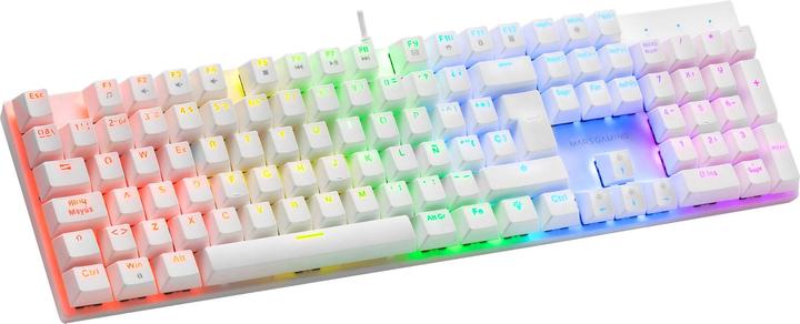 Actual product image Mars Gaming MK422 White RGB Gaming Keyboard Brown Mechanical Switch US Language (US, Cable)