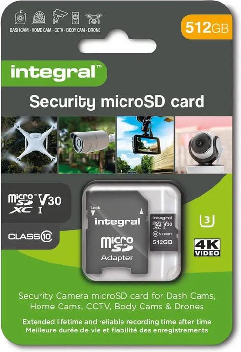 Produktbild 512 GB Überwachungskamera microSD-Karte für Dashcams, Home Cams, CCTV, Body Cams & Drohnen (512 GB, microSD, U3, UHS-I)