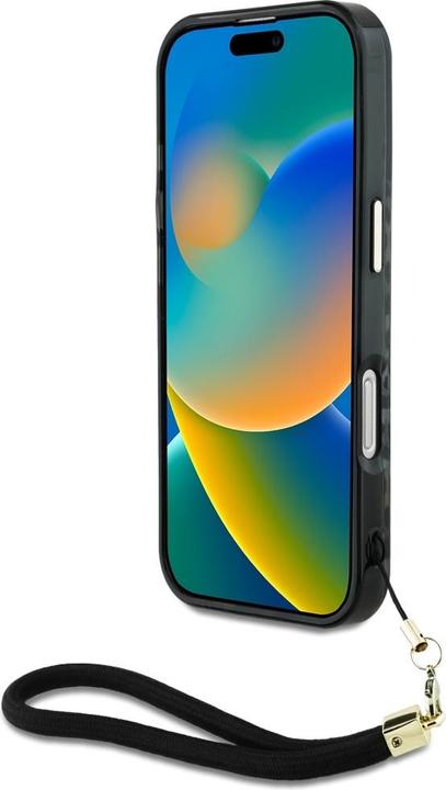 Productafbeelding Guess HC IML Luipaard Driehoek Snoerband MagSafe Case voor iPhone 16 Pro - Zwart (Apple iPhone 16 Pro)