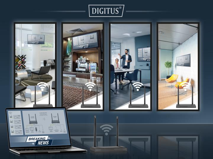 Immagine prodotto Digitus Set estensore/splitter HDMI wireless 4K, 1x4 200 m, 1x TX, 1x RX