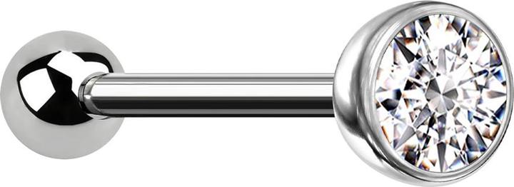 Star Piercing Micro Threadless Barbell silber mit Kugel und Kugel mit Kristall silber (Titan G23, ohne Messing)