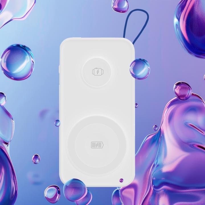 Actual product image 3MK Powerbank PastelUp 10,000mAh 22.5W z Magsafe + ładowanie Apple Watch biały (10000 mAh, 22.50 W, 37 Wh)