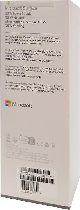 Actual product image Microsoft Surface 127W power supply for business (CH, DE, AT, FR, BEL, NLD, Eng. Intl.) (127 W)