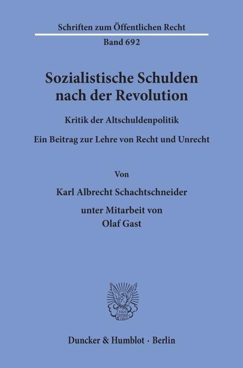 Produktbild Sozialistische Schulden nach der Revolution. (Deutsch, Karl Albrecht Schachtschneider, 1996)