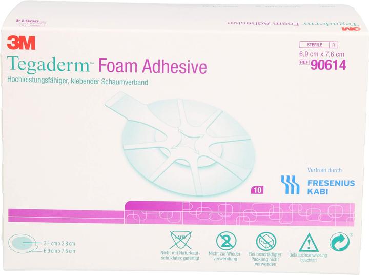 Produktbild 3M Tegaderm Foam Adhesive 6,9x7,6 cm oval 90614, 10 St VER