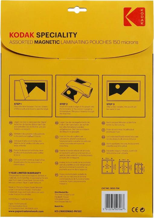 Image du produit Kodak Film de plastification Mag. 4x 10x15 cm, 3x 13x18 cm, 3x A4 (10 x 15 cm, 13 x 18 cm, 10 pièce(s), 150 µm)