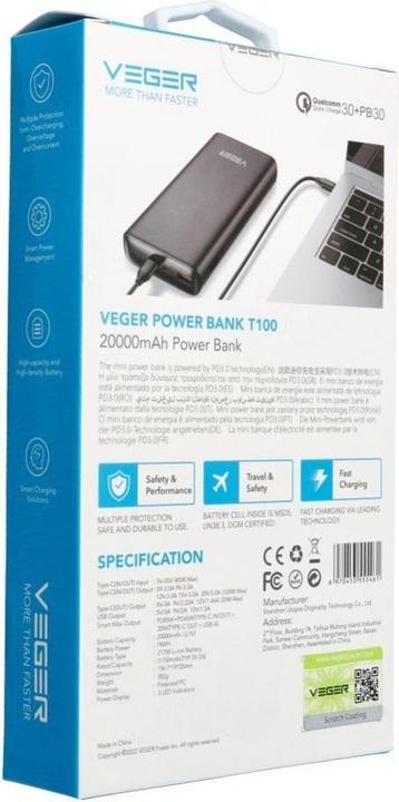 Produktbild Veger T100 (20000 mAh, 100 W, 74 Wh)