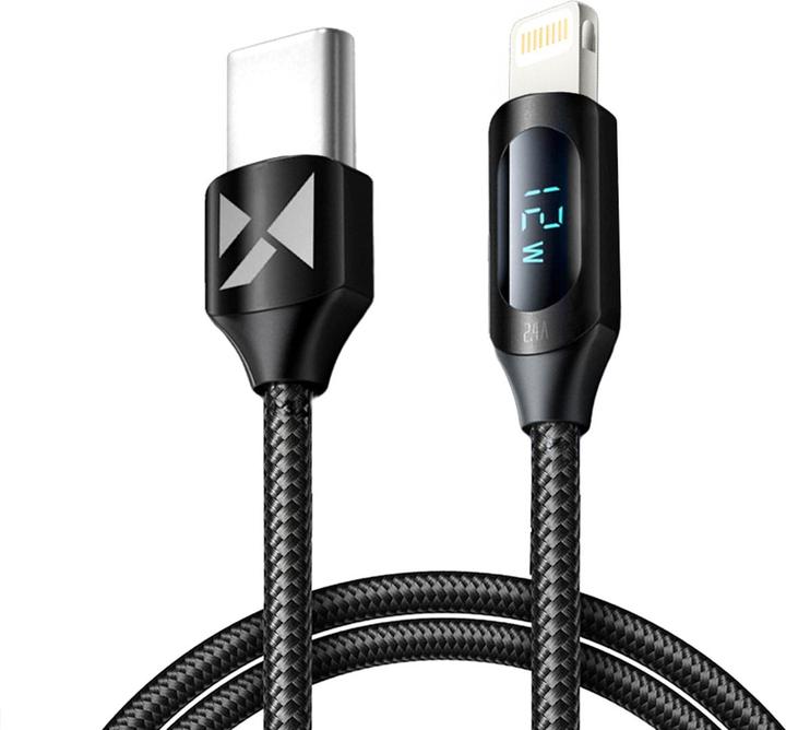 Wozinsky USB-C-Kabel – Lightning WUCLC1 mit LED-Anzeige 36 W 1 m – Schwarz (1 m, USB 2.0, 36 W)