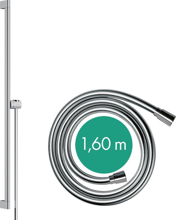 hansgrohe Unica Duschstange S Puro 90 cm, Easy Slide Duschkopfhalter, Isiflex Duschschlauch 160 cm