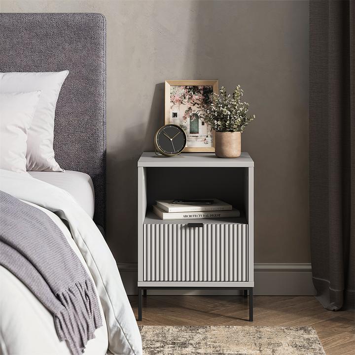 Actual product image Vichy Bedside table Eliza, Grey, 40 x 55 cm with 1 drawer
