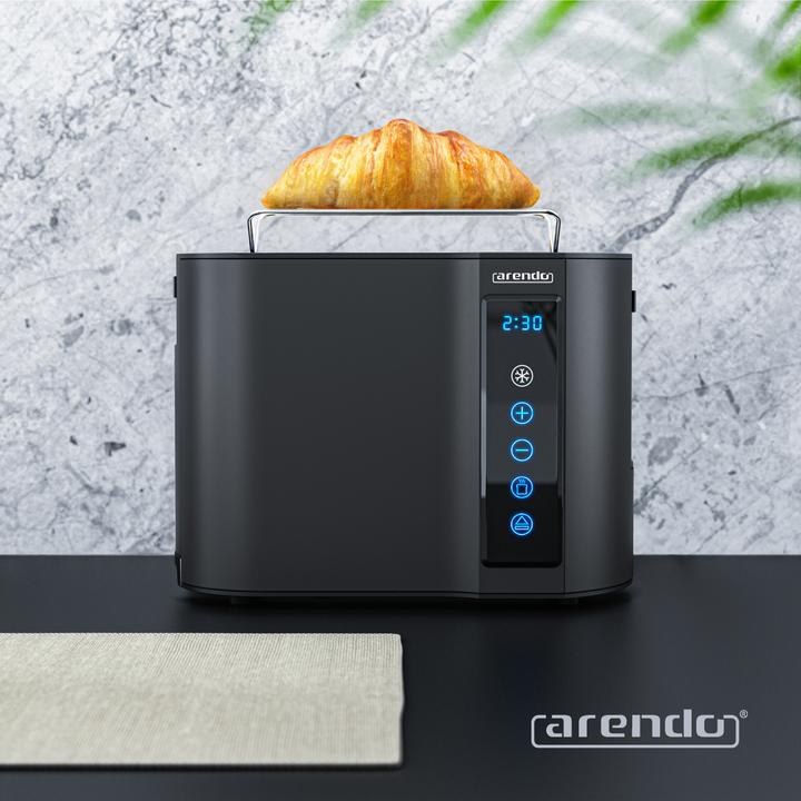 Image du produit Arendo Grille-pain en acier inoxydable 2 tranches à fentes courtes, écran tactile, écran avec affichage du