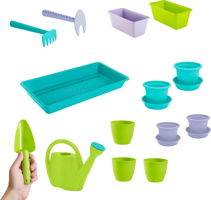 Immagine prodotto Gardenico Kids set da giardino grande con attrezzi da giardino e vasi per bambini
