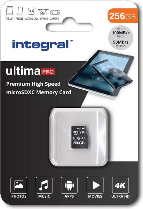 Actual product image PREMIUM HIGH SPEED MICROSDHC/XC V30 UHS-I U3 MicroSD (256 GB, microSD, U3, UHS-I)