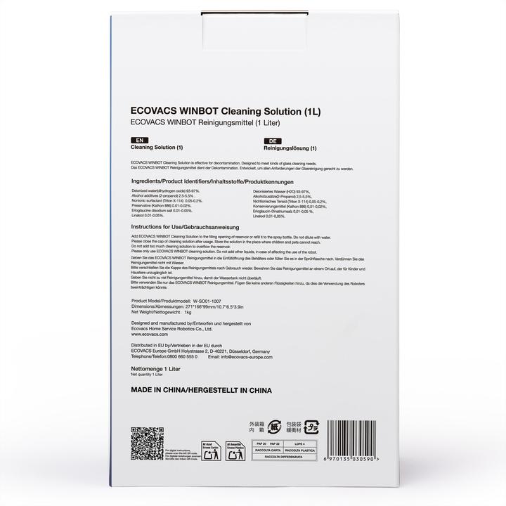 Actual product image Ecovacs WINBOT cleaning solution 1l