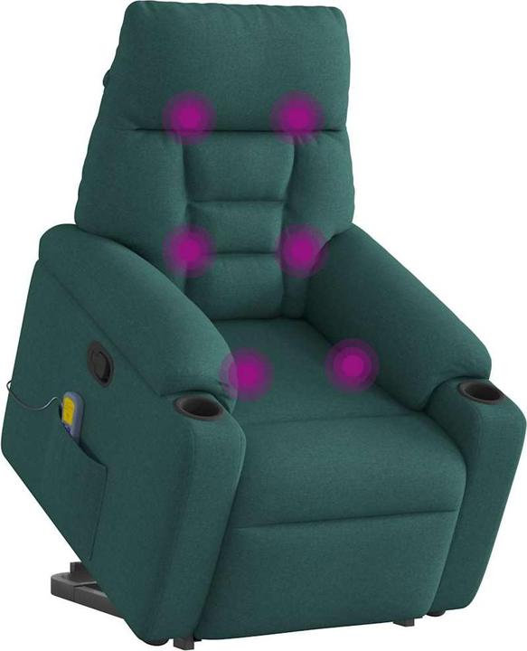 Immagine prodotto VidaXL Poltrona massaggiante con ausilio stand-up in tessuto verde scuro