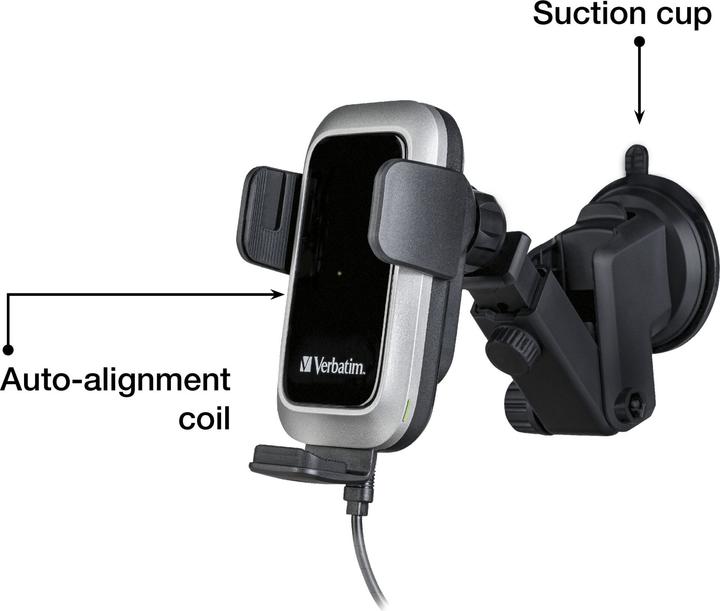 Actual product image Verbatim Fast Qi Fast Wireless Car Charger USB-C 15W FWC-03 Pro