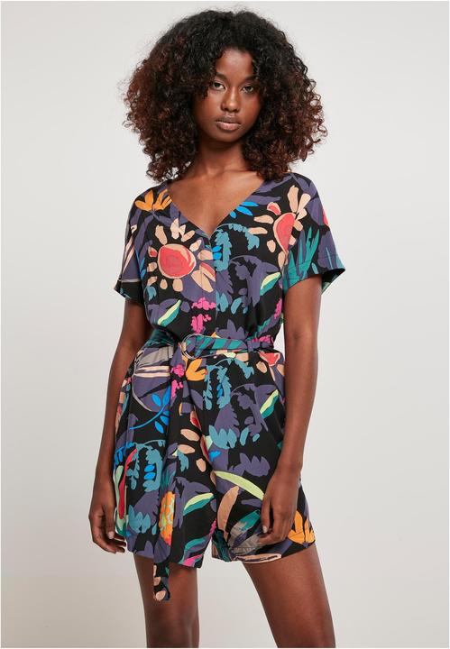 Actual product image Urban Classics Ladies Short Viscose Belt Jumpsuit - 12110 (S)