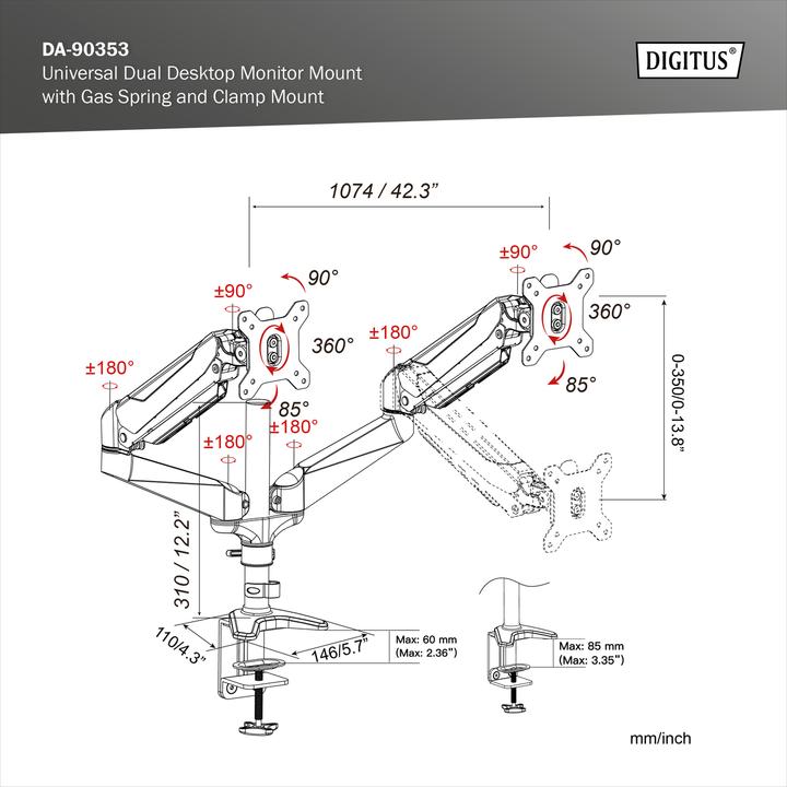 Actual product image Digitus Dual LED/LCD table mount (Table, 27")