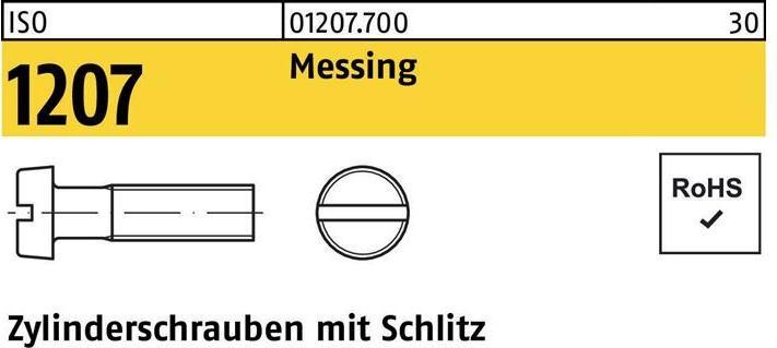 Kaaskopschroef ISO 1207 w.gleuf M 6 x 25 messing (1000 Schroeven per stuk)