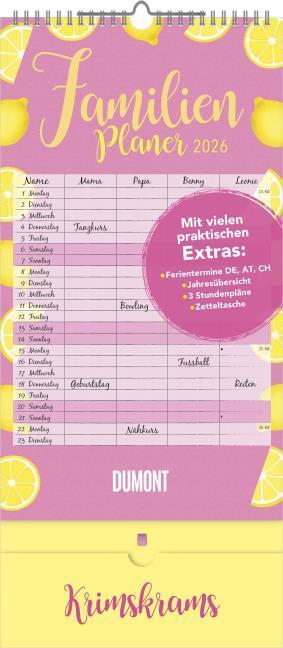 Produktbild Familienplaner Krimskrams mit Tasche 2026 - 4 Spalten - Familienkalender 22x49 cm - mit (22 x 49 cm, Deutsch)