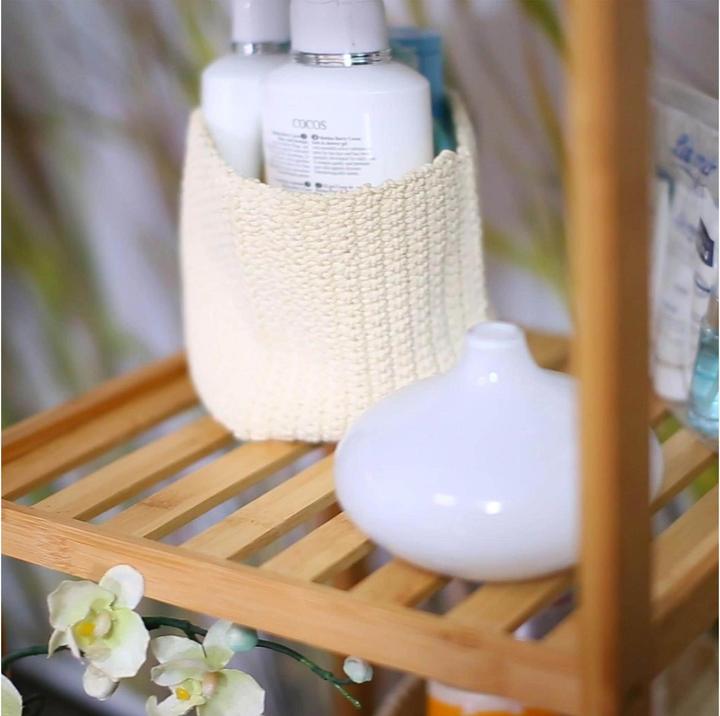 Actual product image Relaxdays Bamboo bathroom shelf (34 x 34 x 112 cm)