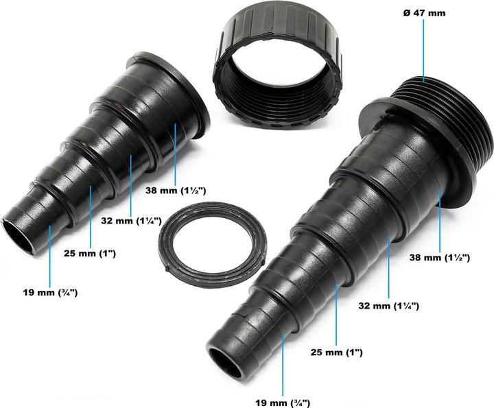 Produktbild SunSun Schlauchstufentülle 19 25 32 38 mm Verbinder Schwimmbad Teichschlauch
