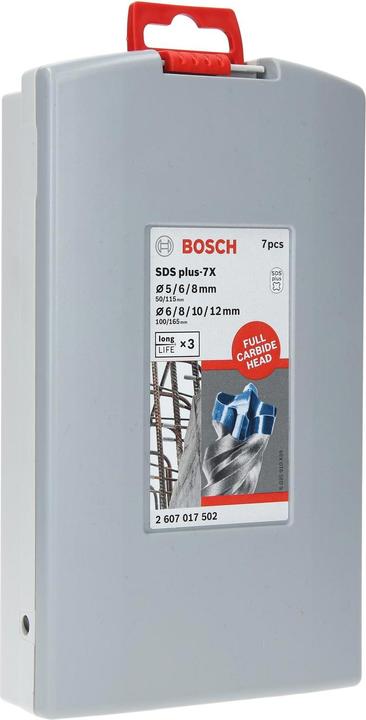 Produktbild Bosch Professional Zubehör Bohrersatz SDS Plus 7X (5.0 mm, 6.0 mm, Ø 8.0 mm, 12.0 mm, 10.0 mm)