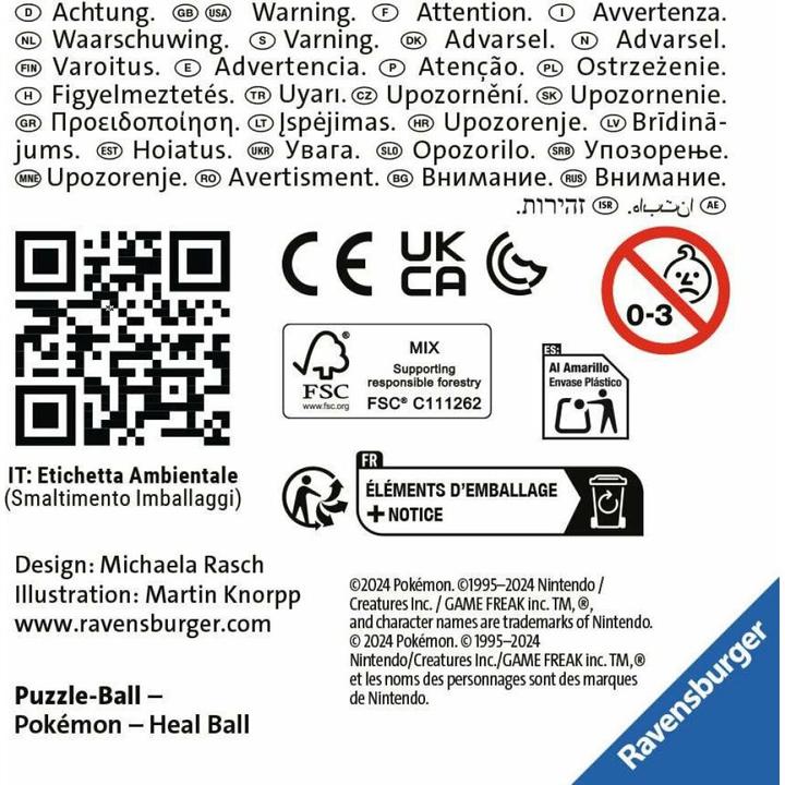 Immagine prodotto Ravensburger Palla puzzle Palla curativa Pokémon (55 pezzi)