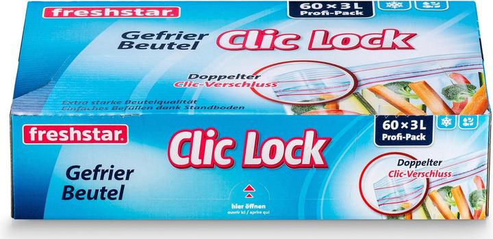 Freshstar Sacs de congélation Clic-Lock 3.0l, 27 x 25 cm (60 x)