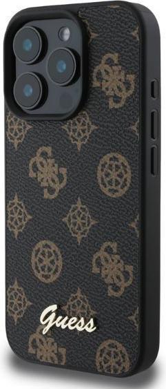 Actual product image Guess GUHMP16LPGPYSK iPhone 16 Pro czarny/black HC MagSafe PU Peony Script (Apple iPhone 16 Pro)