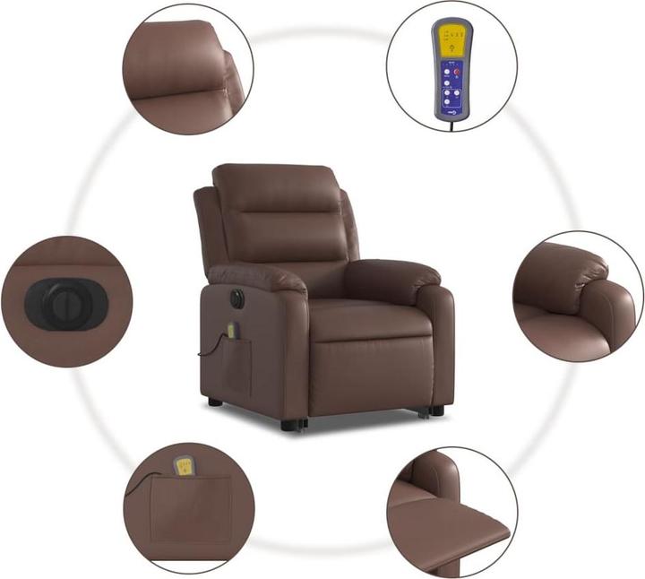 Actual product image VidaXL Massage armchair electric stand-up aid recliner armchair armchair brown imitation leather