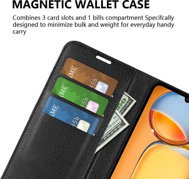 Actual product image MU Classic Litchi Leather Bookcover Series (Xiaomi Poco C65, Xiaomi Redmi 13C)