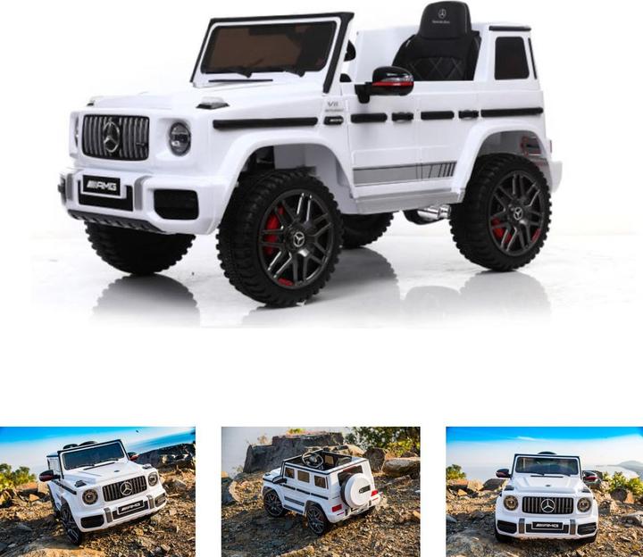 Produktbild Es-toys Kinderfahrzeug weiss - Elektro Auto "Mercedes G63 AMG" - Lizenziert - 12V7AH Akku,2 Motoren (12 V)