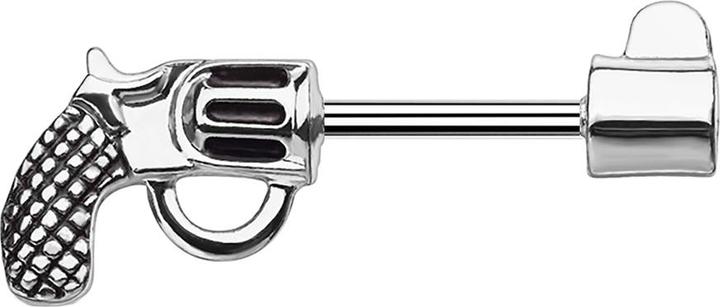 Star Piercing Barbell Stab Revolver silber (Chirurgenstahl 316L, Messing)