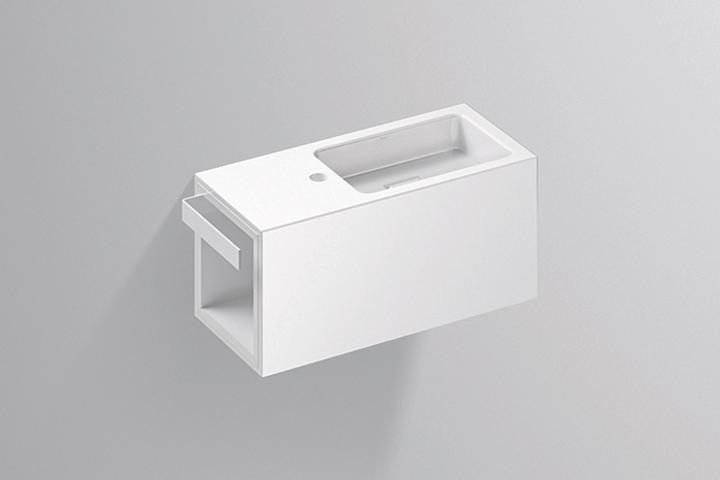 Produktbild Alape Waschplatz WP.XS2 Xplore.S, B: 645mm, H: 300mm,T: 268mm, Mulde rechteckig rechts, Handtuchhalt (268 mm, 645 mm)