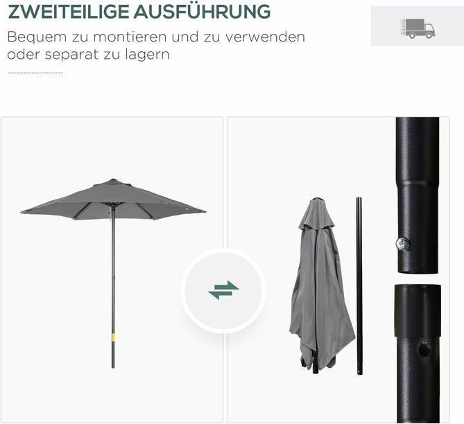 Produktbild Swisshandel24 Sonnenschirm Ø196 cm, Drehbar, Knickfunktion, sechseckig, Dunkelgrau