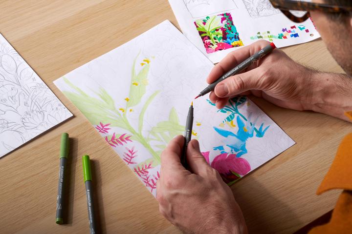 Productafbeelding Staedtler Vezelpen met penseelpunt (Basic kleuren, 12 x)