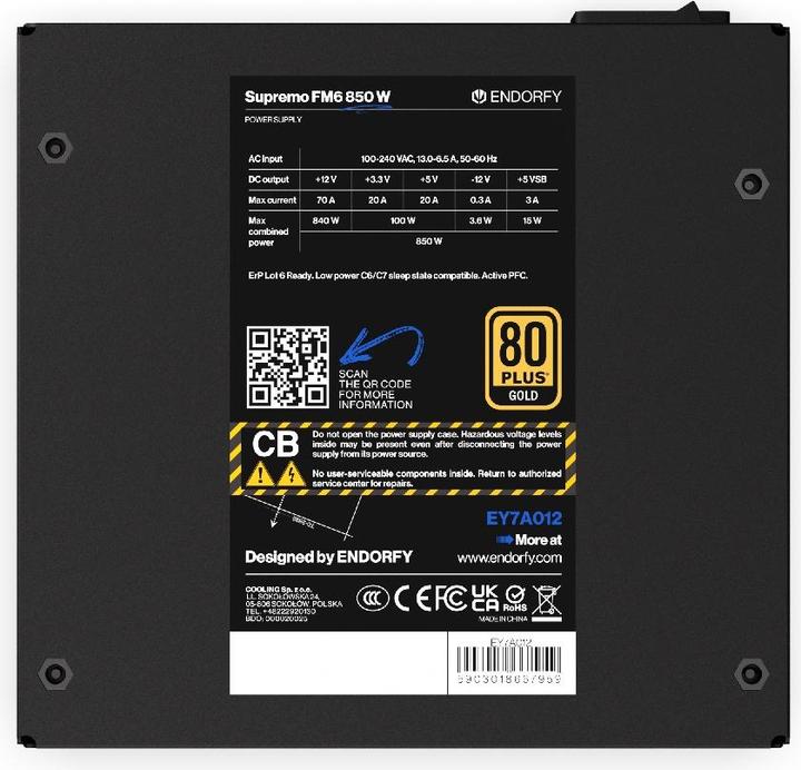 Produktbild Endorfy PSU Supremo FM6 80+ Gold 850 W (850 W)