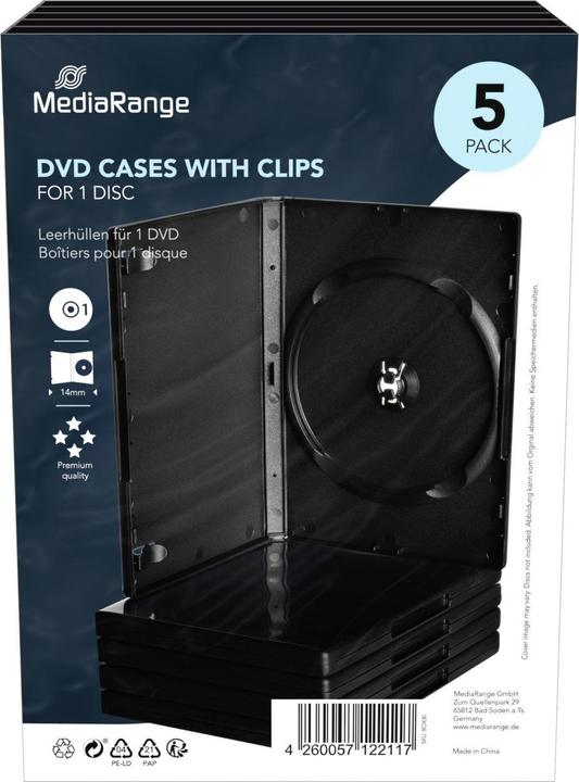 Productafbeelding MediaRange DVD Ersatzhüllen, für 1 DVD-Medium, 5 Stück