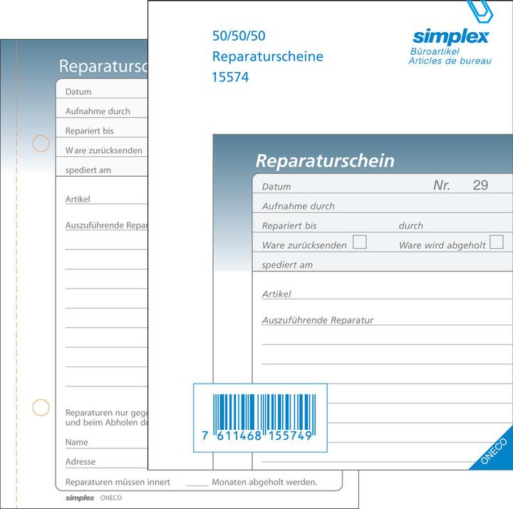 Actual product image Simplex Repair coupons A6 German (50 x)
