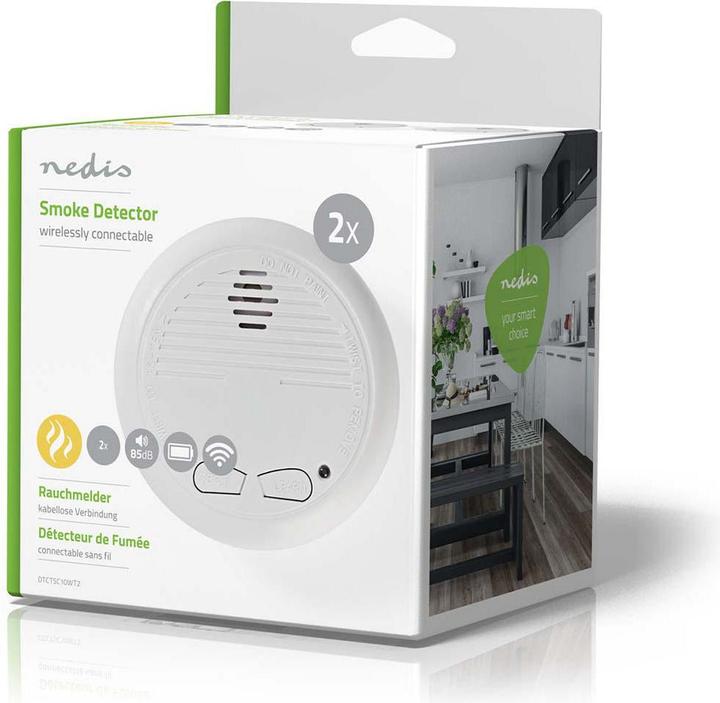 Actual product image Nedis Smoke detector | Battery-operated | Battery life up to: 1 year | Linkable | EN 1460